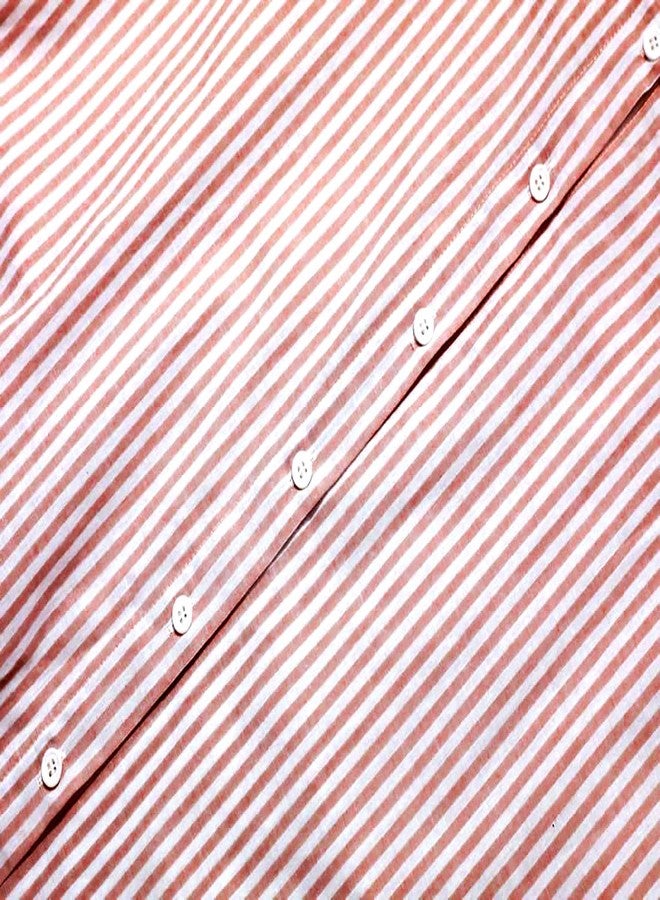 utcoco Womens Striped Long Sleeve Dress Casual Loose Button Down Cotton Maxi Shirt Dress (Large, Red) - Image 5
